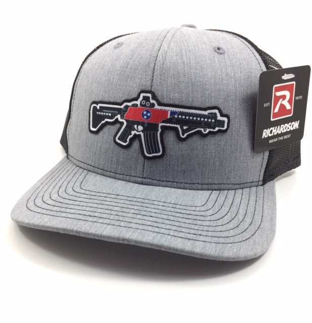 AP Retro Trucker Snapback Hat - Heather Grey & Red - Alpha Prime